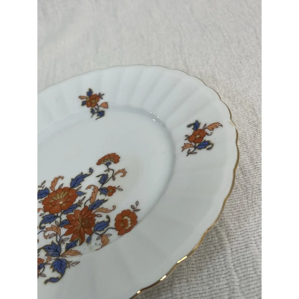 Wurttemberg Germany Plates Early 1900s Set of 2 Multicolor Floral Fluted Antique